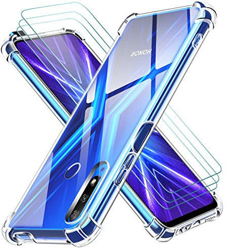 iVoler Cover per Huawei P Smart Z/Honor 9X, Antiurto Custodia con Paraurti in TPU Morbido e 3 Pezzi Pellicola Vetro Temperato, Ultra Sottile Trasparente Silicone Protettiva Case