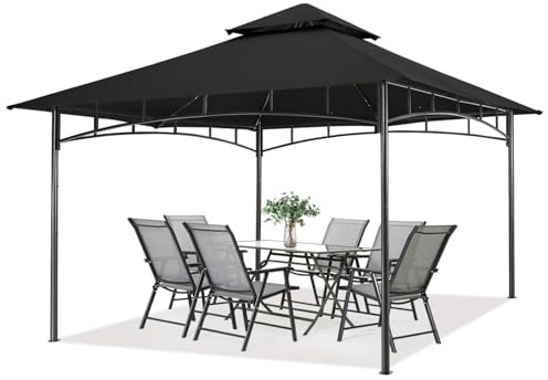 MASTERCANOPY 3,4 x 3,4 m Doppeldach Gartenpavillon Gartenlaube Pavillon für Garten, Hof, Schwarz