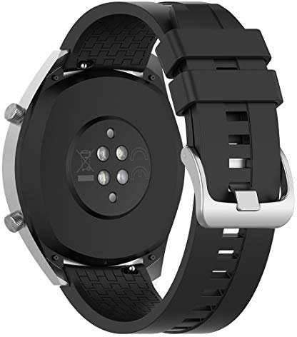 Disscool Bracelet de rechange pour montre connectée Huawei Watch GT 2, bracelet en silicone souple pour Huawei Watch GT 2/1/Active/Honor Watch Magic/Dream (silicone noir)