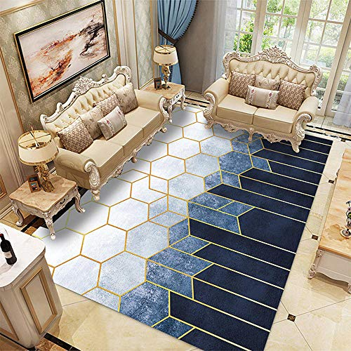 YQZS Teppich Schlafzimmer Teppich Orientteppich 3D Dunkelblaue Kubikspalte Moderner, Luxuriöser, Super Weicher Touch,160X230Cm(63X90Inch)