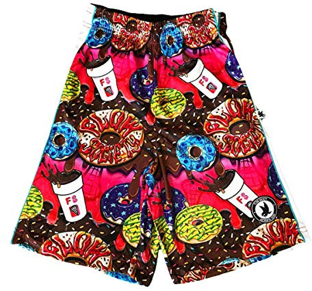 Flow Society Donut Flow Attack Boys Shorts - Lacrosse - LAX - Kid Athletic - Football - Hockey - Basketball - Baseball - Pink