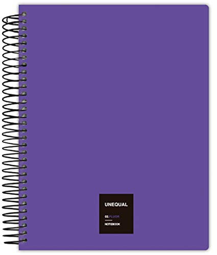 Grafoplás 88536035 Notizbuch mit Spiralbindung, A5, kariert 5 x 5 mm, 90 Blatt, 90 g, Violett, Unequal Fluor