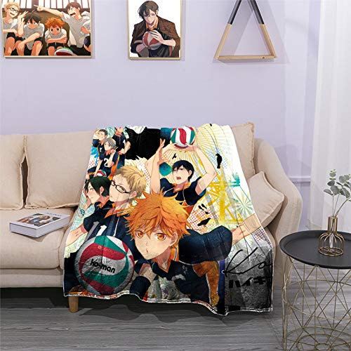 Anjinguang Haikyuu Decke, superweich und flauschig, Flanell, 3D-gedruckte Anime-Haikyuuu-Decke, leichte Plüsch- und warme Bettdecke, Sofa-Teppich, Fleece-Überwurf, Decke für Bett, Sofa, Auto