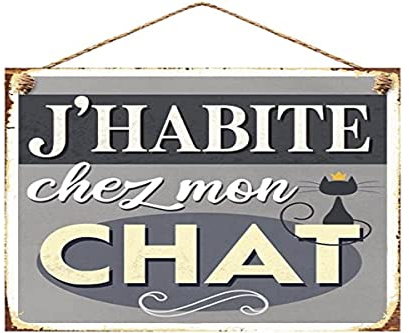 STC - Plaque Métal J'habite chez Mon Chat