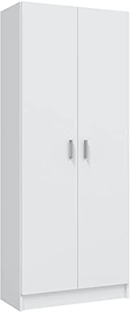 Mobelcenter - Armario Multiusos 2 Puertas - Armario Auxiliar con Escobero - Acabado Color Blanco - Medidas: Ancho: 73 cm x Fondo: 37 cm x Alto: 180 cm - (1231)