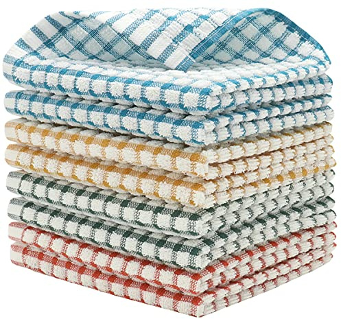 HFGBLG Baumwoll-Reinigungstücher, Frottee-Geschirrtücher zum Geschirrspülen, Set mit 8 Geschirrlappen zum Reinigen, leichte und weiche Geschirrtücher zum Trocknen von Geschirr, 30 x 30 cm (gemischte