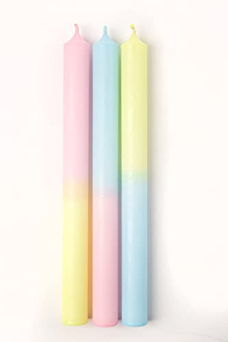 MADAM ERLE | 3er-Set Dipdye Stabkerzen | SANNA | handgemachte Kerzen extra lang| pastell farbig | bunt | lange Brenndauer| Dekokerzen | Wohnzimmerdeko | tolle Geschenkidee für Frauen Freundin|