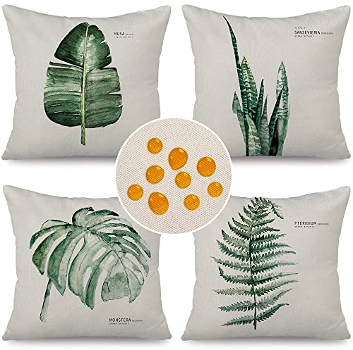 Cirzone Kissenbezug 45x45 4er Set Outdoor Kissen Wetterfest Leinen, Boho Deko für Deko Wohnzimmer, Garten, Balkon
