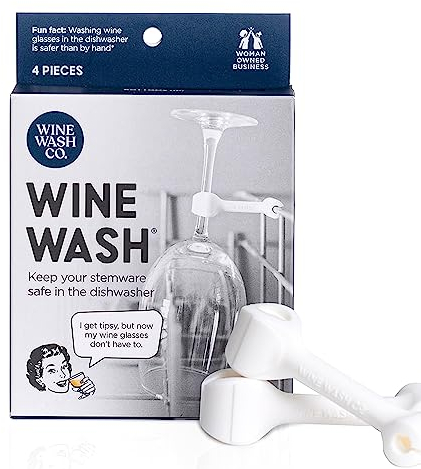 Wine Wash Geschirrspüler-Aufsatz, Weinglas-Clip Küchenhelfer zum Reinigen von Weingläsern, Stielglashalter, BPA-freies Silikon, Weinzubehör & Geschenke für Weinliebhaber, Weiß, 4 Stück