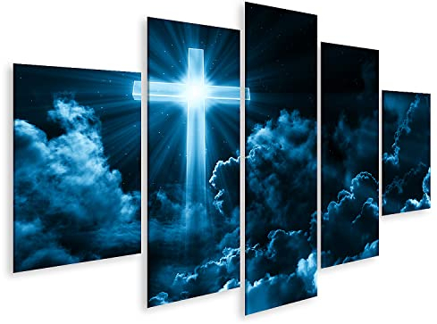 islandburner Bild auf Leinwand Kreuz in Wolke christliche Religion Jesus Christus Kirche Bilder Wandbilder Poster