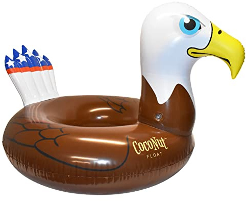 Coconut Outdoor Patriotic Bald Eagle Pool Float – Inflatable Pool Ring – Durable Long Lasting Lounge Tube and Water Toy – Fun Decoration for Parties, Events – Ages 8+ Years