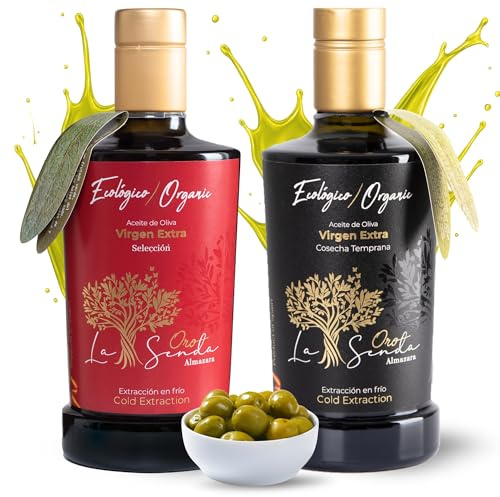 Pack 2 Botellas Aceite De Oliva Virgen Extra (Cosecha Temprana Y Selección Centenaria)- AOVE Ecológico de Variedad Cornicabra y Aceitunas Verdes, Extracción en Frío | Aceite Gourmet Regalo Ideal (1L)