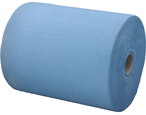 Putztuchrollen, blau, 3-lagig, 1000 Blatt, 36x35cm, 1 Rolle, Papierrolle, perforierte Papiertücher, Putztuchrolle für Industrie, Werkstatt und Restaurant
