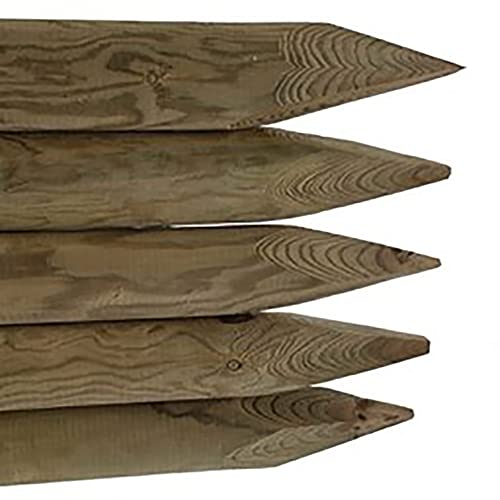 Garmix Holzpfosten Holzpfahl Zaunpfosten Zaunpfahl Gartenzaun 6cm Grün/Braun imprägniert (Braun 120cm)