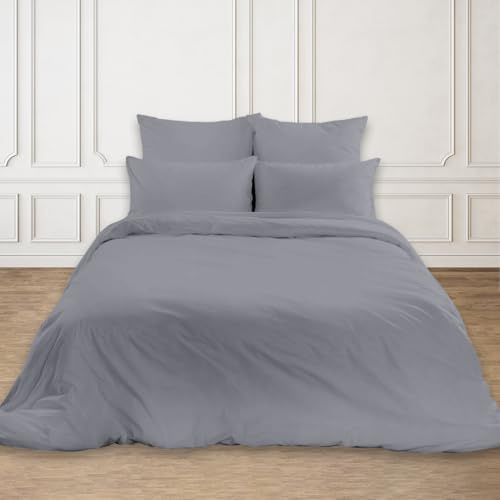 Rohi Easy Care plain Super King Duvet Cover Set – Soft & Breathable Peach Bedding Set – Button Closure – Anti Allergy Quilt Cover with Pillowcases (Super King, Peach)