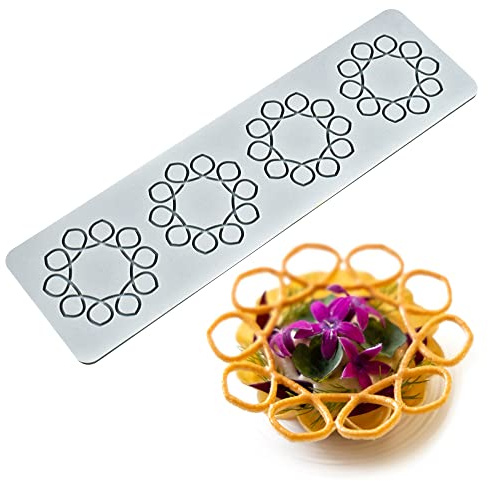 Silikon-Spitzenform, hohl, 3D-Blume, Fondant-Formen, Zucker, essbare Kuchenmatte, Fondant-Impression, Spitzenmatten, Blumenmuster, Spitzenmatte für Kuchendekoration (Blume B_27 x 7,6 x 0,3 cm)