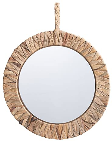 Lioaeust Rattan-Wandspiegel, 38,1 cm, rund, hängender Wandspiegel, dekorativer Rattan-Kreis-Wandspiegel