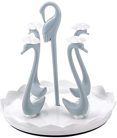 Rotatable Swan Cup Holder, Coffee Tree Mug Holder Drying Drain Holder Cup Drying Rack for Kitchen Counter Drinking Glass Organizer Glass Holder for Kitchen Coffee Mug Holder for Counter(4-Blue)