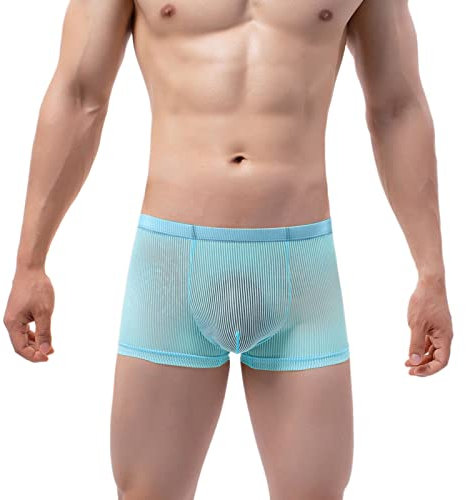 QWUVEDS Herren Unterhosen Boxershorts Unterhosen Herren Boxershorts Männer solide Schwarze Briefs atmungsaktiv mit niedriger Taille Strickte Mesh-Boxers Briefs Herren Shorts Unterhosen