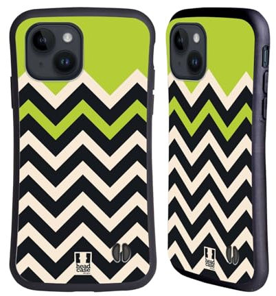 Head Case Designs Verde Lime Chevron A Blocchi di Colore Custodia Cover Ibrida Compatibile con Apple iPhone 15