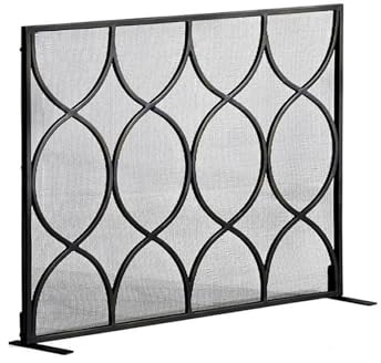 Kaminbildschirm Schwarze Kamin-Bildschirmdekoration im europäischen Stil, Wohnzimmer-Eisen-Bildschirm-Trennwand, Kaminschutz, Haushalts-Brandschutz-Bildschirm Kaminfunkenschutzgitter