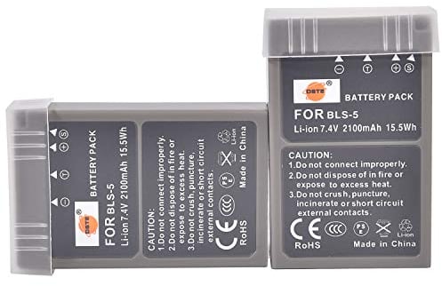 DSTE BLS-5 BLS-50 2-Pack Li-ion Battery Compatible with Olympus PS-BLS5, OM-D E-M10, Pen E-PL2, E-PL5, E-PL6, E-PM2, Stylus 1 SLR Cameras