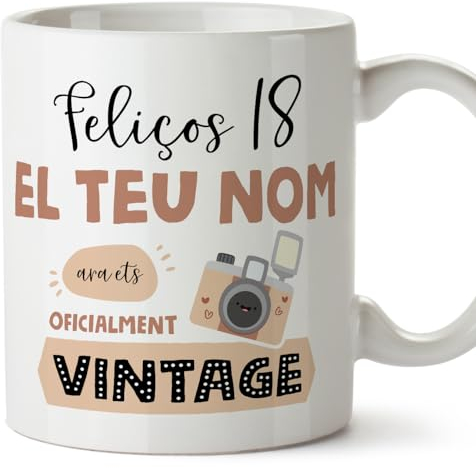 MUGFFINS Tazas Personalizadas Cumpleaños - En Catalán - ara ets vintage - 11 oz / 330 ml - Regalo personalizable original y divertido