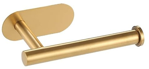 Porte-rouleau de papier toilette mural auto-adhésif en acier inoxydable SUS 304, sans perçage, solide, sécurisé, étanche pour salle de bain et maison (laiton brossé)