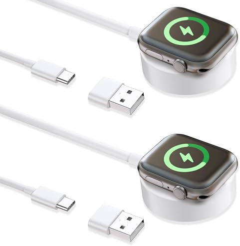 Apple 2Pack 6FT Fast Charging Cable - USB C, Wireless Charger for Apple Watch Series 9/8/7/Ultra/SE 2/6/5/4/3/2