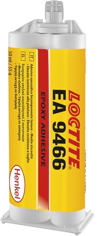 LOCTITE EA 9466 Adesivo epossidico bicomponente, Giallo, 1 cartuccia x 50ml | Multiuso, Resistente a pelatura e taglio, Per metalli, ceramiche e plastiche, Isolante dielettrico, Lungo tempo di apertura