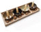 Logbuch-Verlag 4 Schalen für Kerzen als Adventskranz auf einem Holztablett mit weihnachtlicher Dekoration Gold Natur braun 45 x 18 cm