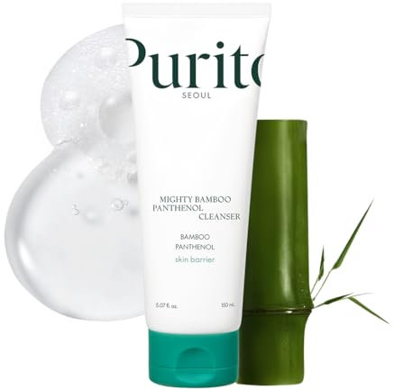 PURITO Mighty Bamboo Panthénol Cleanser, nettoyant doux pour le visage hydratant, pour peaux sensibles, nettoyant pour le visage végétalien et sans cruauté 150 ml