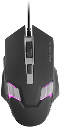 Mars Gaming MM024, Ratón Gaming RGB, Sensor Óptico 4000 dpi, Switches Mecánicos Huano, Iluminación RGB Flow, Ajuste On-The-Fly 1200/2400 / 3200/4000 dpi, Compatibilidad Multiplataforma, Negro