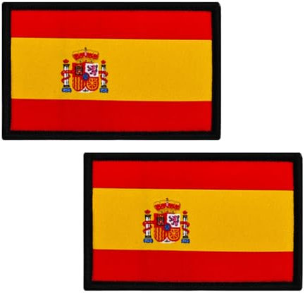 Pack de 2 Parches Bordados de España con Velcro para Mochila - Bandera Española Bordada con Bordes Negros de Tela