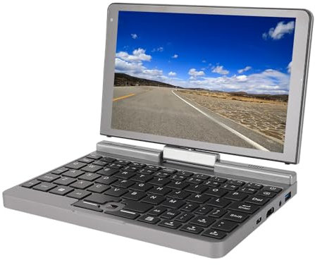 Mini Laptop, Mini Laptop da 8 Pollici Touchscreen HD 12 GB DDR5 1 TB M.2 SSD Fotocamera da 2 MP Ruotabile Laptop Industriale Portatile Mini PC 2 in 1 per 11 Pro (Spina UE