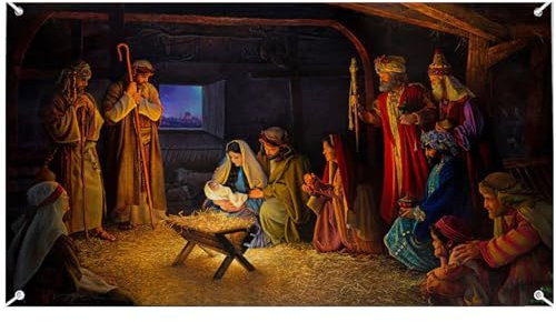 CUCUFA Weihnachtskammern Garagentor Banner, Weihnachtsgarage -Tür -Banner 16 x 7 Fuß, Weihnachts -Garagentor -Abdeckung, Weihnachtskulisse Dekoration