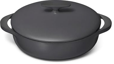 Caraway Enameled Cast Iron Braiser - 3.5 qt Braiser Pan - 3 Layer Enamel Coating - No Seasoning Required - Compatible With All Stovetops - Oven Safe - Free From Forever Chemicals - Charcoal