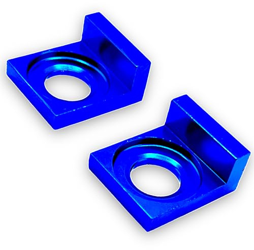 Red Circles Blue 15mm Pit Bike Block Chain Tensioners for 15mm Spindles/Axles - Pair of 2 Block Tensioners - Push Bolts Not Included - Durable and Stylish Upgrade for Your Bike
