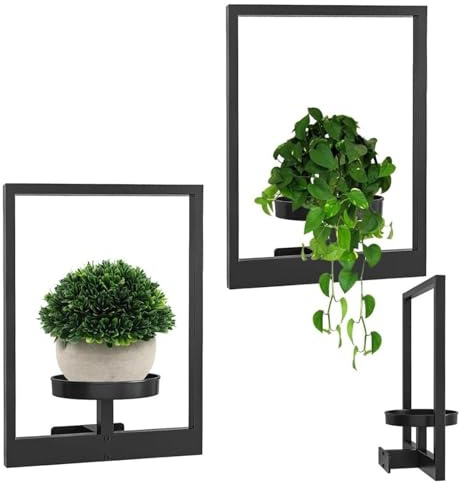 Nybhyjka Bilderrahmen-Pflanzenhalter Für Die Wand,Pflanzenregale Für Fenster,Pflanzen-Wandrahmen Aus Metall,40 X 30 X 15,5 Cm Moderner Stil Für Die Inneneinrichtung, Ausstellungsständer Für Wohnzimmer