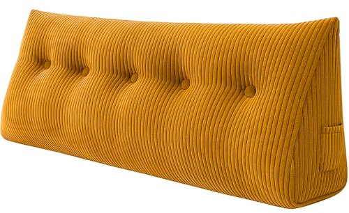 chilly pilley® Stützkissen Cord Rückenkissen Lesekissen Bettkissen Wandkissen Keilkissen Bettstützkissen viele Farben, 100x50x20 (Honig)