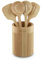 Sur La Table Set of 4 Wooden Utensils with Holder, Solid Turner/Solid Spoon/Slotted Turner/Slotted Spoon, Easy to Clean, Made from Hevea Wood with FSC Certified Materials