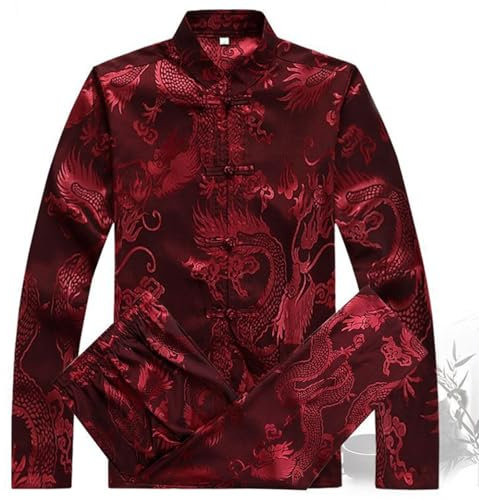 Chinois Vêtements Costume Tang Costume Traditionnel Chinois Kung Fu Tai Chi Manche Longue/Manche Courte Costume Suits pour Hommes, Tenue D'entraînement, Veste Chinoise Homme B,190