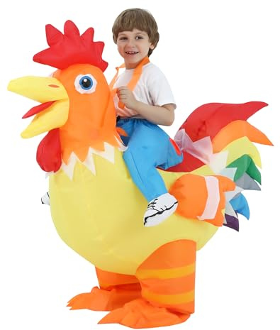 JOYBRO Costume Gonfiabile da Pollo, Divertente Gallo Cavalcabile, Perfetto per Halloween, Natale, Carnevale, Cosplay e Feste, Addii al Celibato
