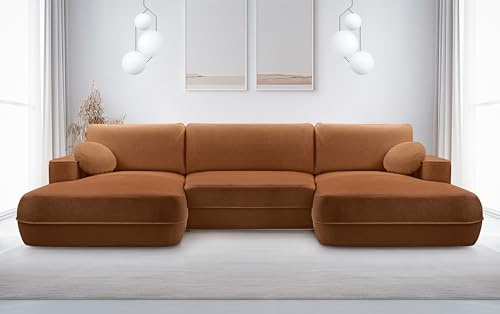 AXLIVING U Couch mit Schlaffunktion Peoni 364 cm Elegantes Kupfer