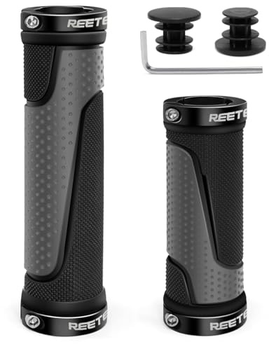 Puños Bicicleta Montaña Antideslizante Caucho Puños Manillar Bicicleta, Aluminio Doble Bloqueo de 22mm Mango para Bicicleta Puños MTB Ergonomicos para BMX,Scooter Puños