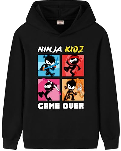 HodarSun Ninja Kidz Merch Boys Hoodies Girls Sweatshirt Long-Sleeved Cartoon Casual Top for Kids