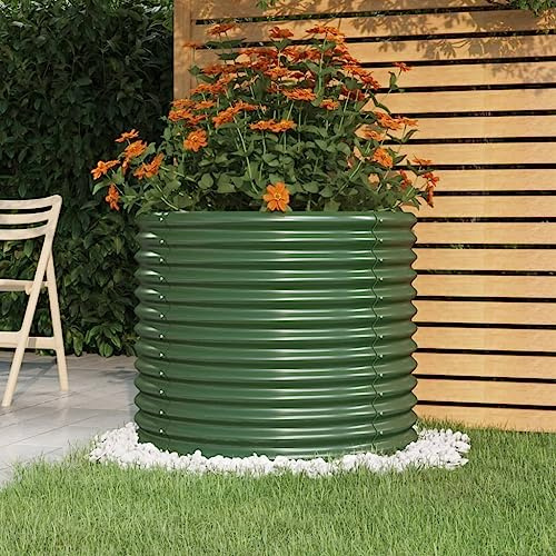 Solivagant Jardinière de Jardin Acier galvanisé 80x80x68 cm Vert,(6.6 KG)