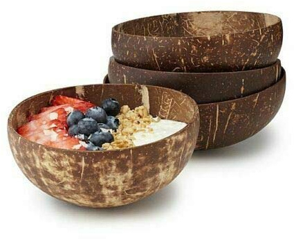 OEBUAFI Ethische Kokosnussschale für Suppe, Salat, Nüsse, Obst, individuelle Farbe und Form, 1 Schale aus Kokosnuss für Frühstück, Mittagessen, Abendessen, Dessert,