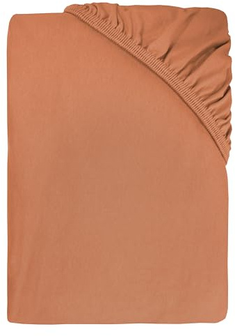 Dyckhoff Spannbettlaken Jersey 95% Baumwolle, Kupfer, 140-160x200cm | 5% Elasthan-Anteil für extra Komfort, Rundumgummizug, 35cm Steghöhe für perfekte Passform, pflegeleicht, langlebig