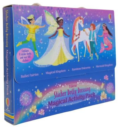 Usborne: Sticker Dolly Dressing Magical Activity Pack By Fiona Watt 4 Books Collection Box Set (Sticker Dolly Dressing: Magical Kingdom, Ballet Fairies, Rainbow Unicorns & Mermaid Kingdom)